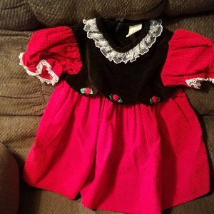 Infant red and black Christmas Dress in excellent